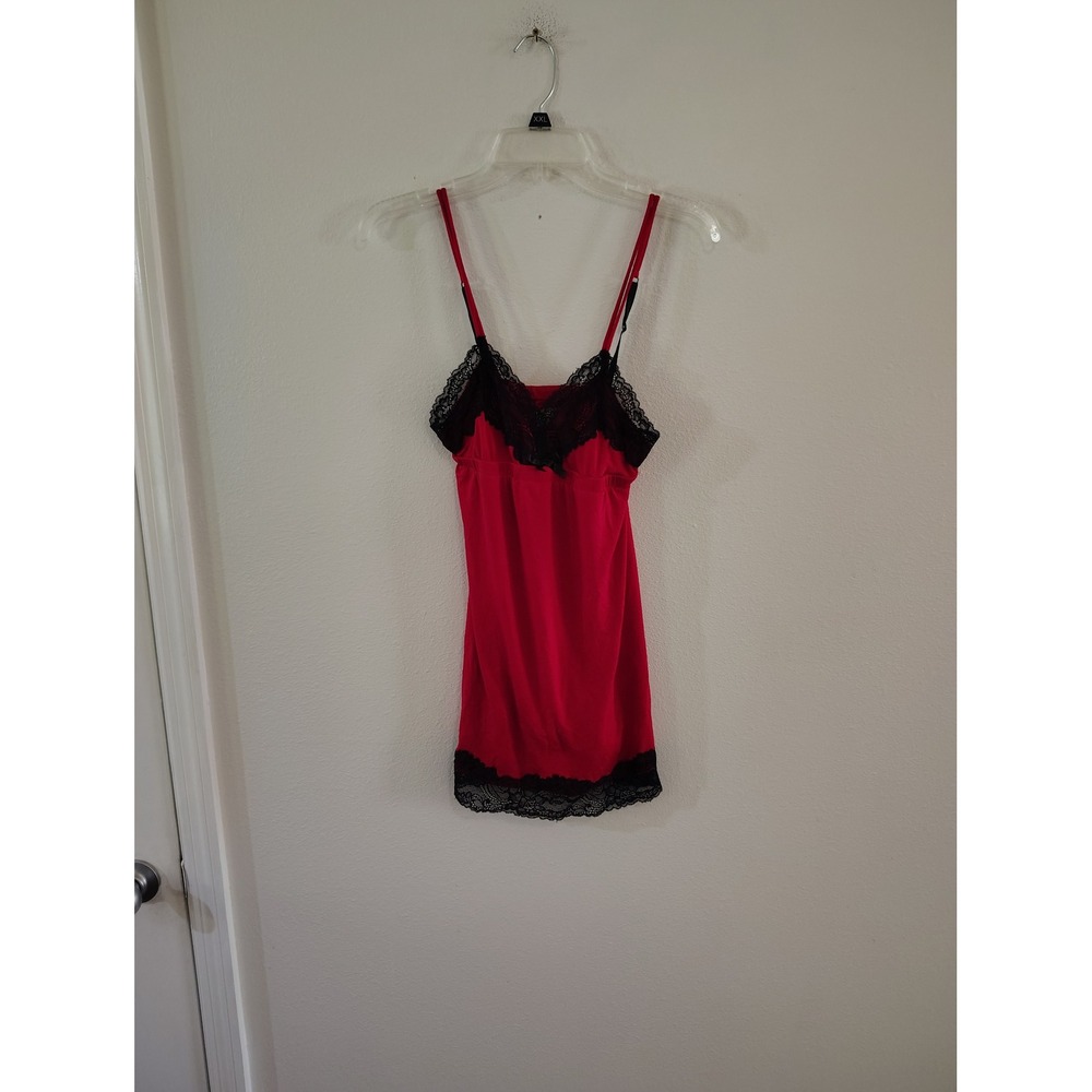 In Bloom by Jonquil Red Lace Trim Chemise Nightgown Babydoll WDS010 Small